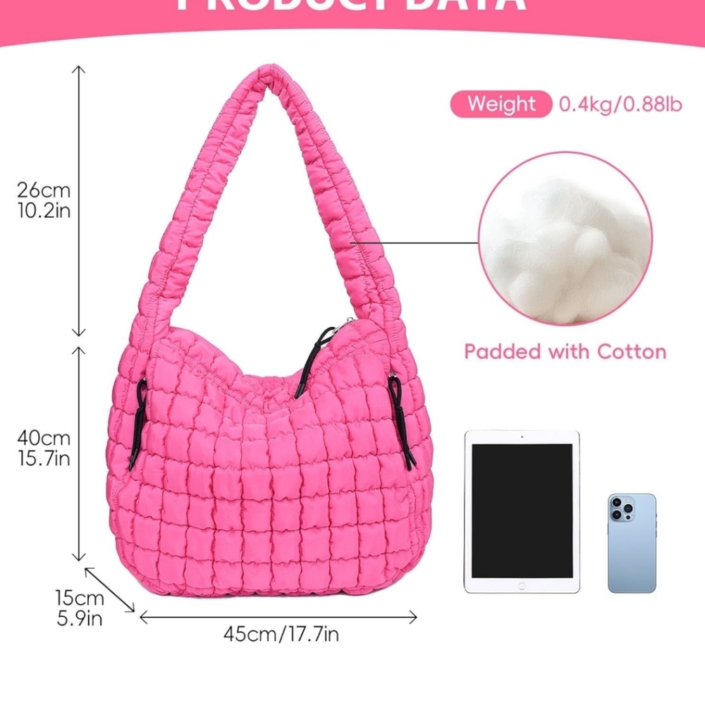 New Pink Quilted Shoulder Bag - Picture 10 of 13